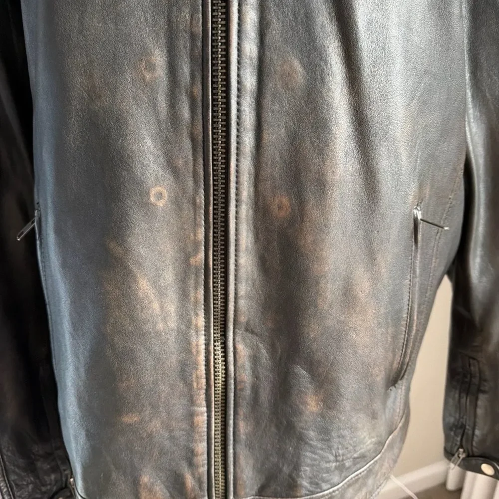 First Classics Men’s Black Leather Motorcycle Jacket XXL Authentic Riding Gear